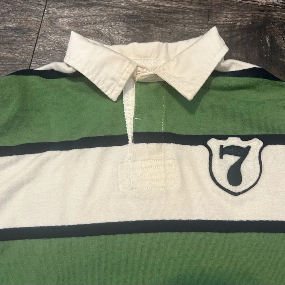 Vintage Boys Children’s Place Rugby Long Sleeve Green White Navy Size 7/8 M